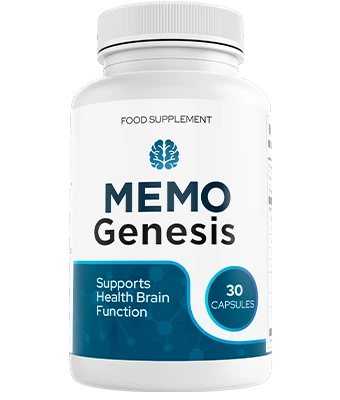MemoGenesis brain health supplement bottle, 30 capsules